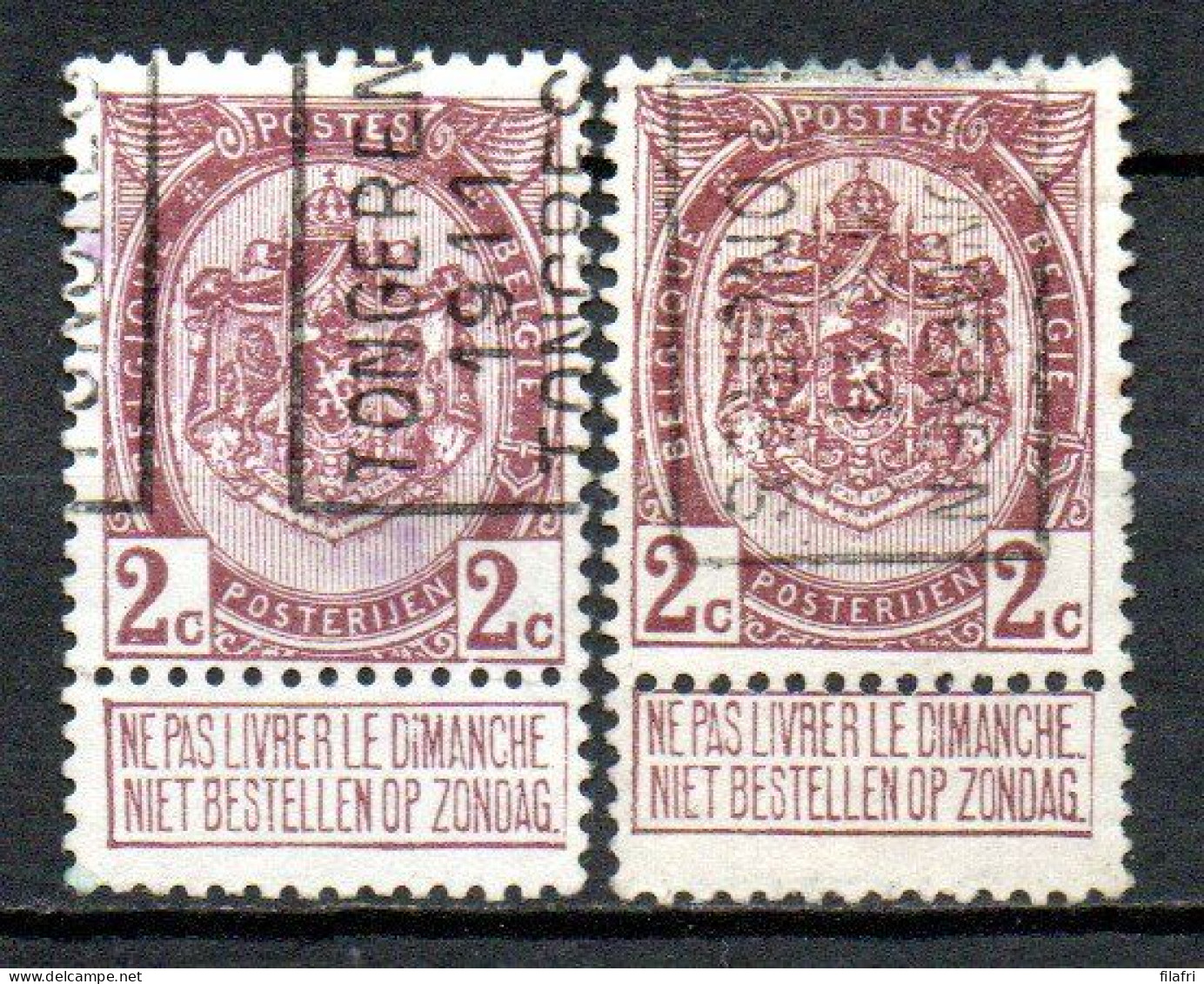 1727 Voorafstempeling Op Nr 82 - TONGEREN 1911 TONGRES -  Positie A & B - Rollenmarken 1910-19