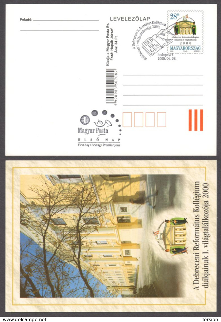 Debrecen Reformed Church Cathedral College Student Conference 2000 HUNGARY STATIONERY POSTCARD FDC Protestantism - Christianisme