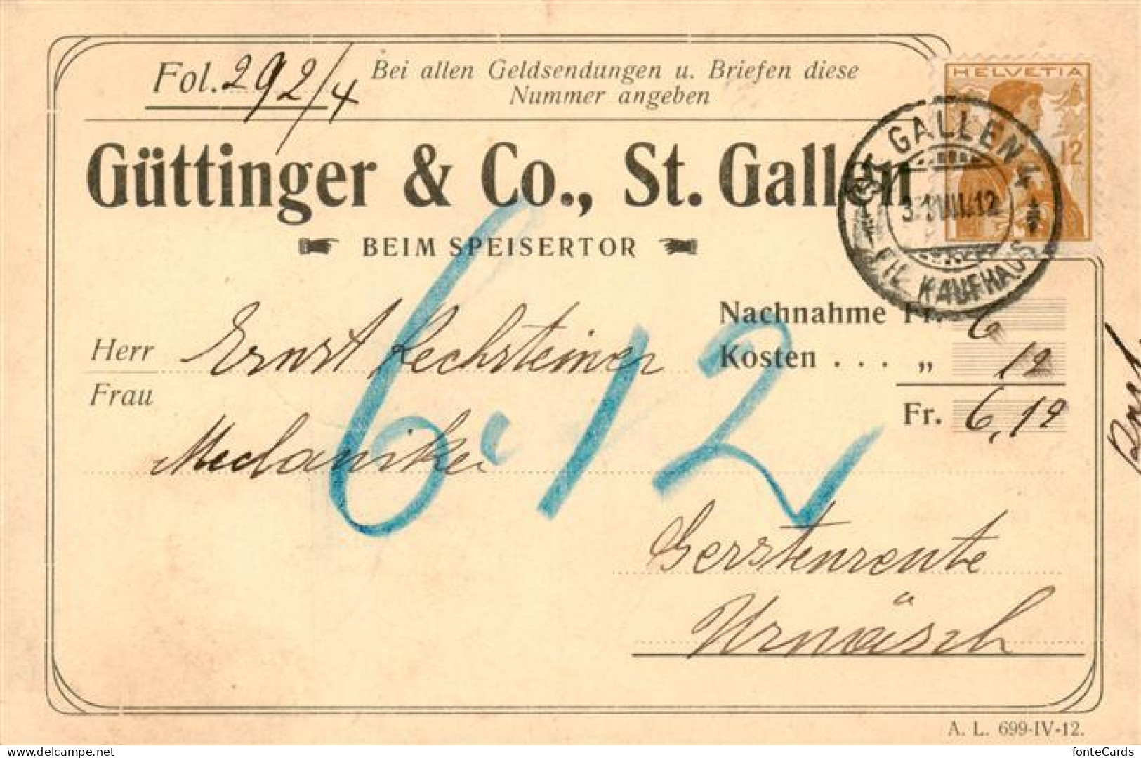 13956082 St_Gallen_SG Korrespondenz Guettinger & Co. - Andere & Zonder Classificatie