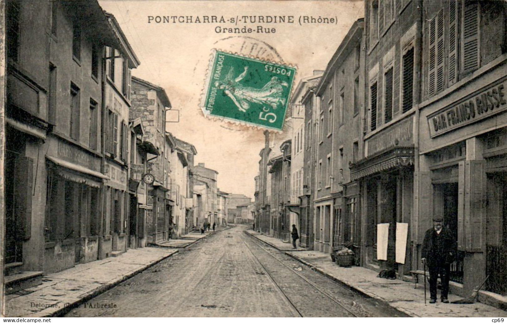 Pontcharra-sur-Turdine Canton De Tarare Grande-Rue Rhône 69490 Cpa Voyagée En B.Etat - Pontcharra-sur-Turdine