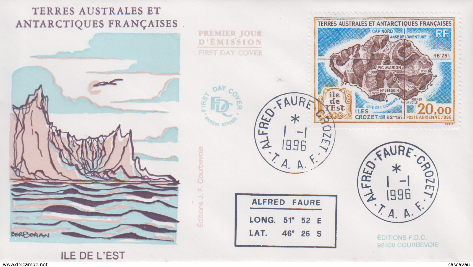 Enveloppe  FDC  1er  Jour    T.A.A.F    ILE  DE  L' EST    1996 - FDC