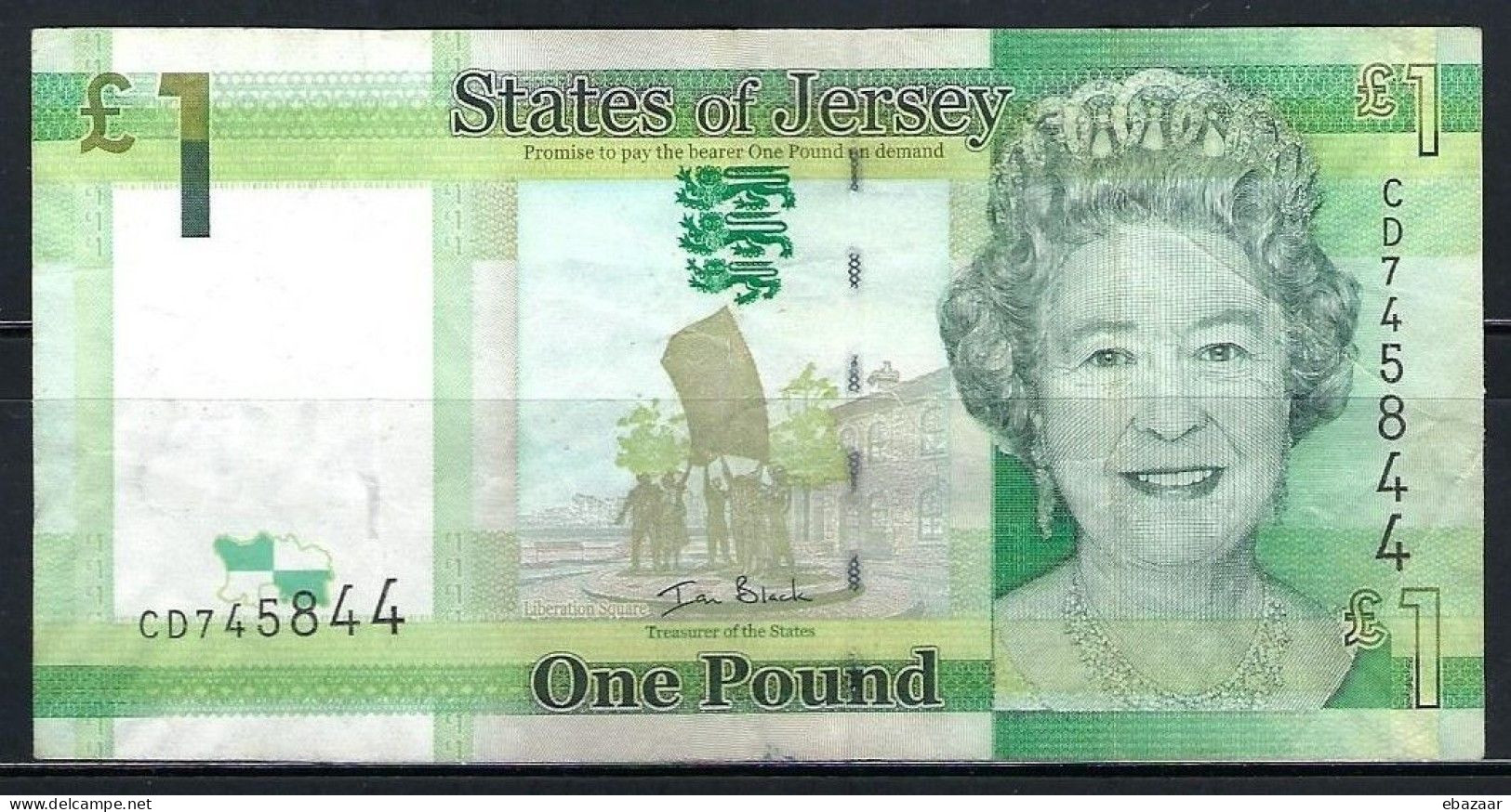 Jersey 2010-2018 Signature: Ian Black 1 Pound Banknote P-32a De La Rue, London Circulated + FREE GIFT - Jersey