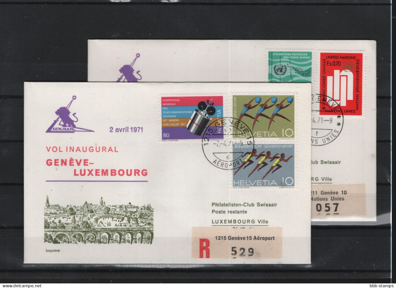 Schweiz Luftpost FFC  Luxair 2.4.1971 Genf - Luxemburg Vv - Premiers Vols