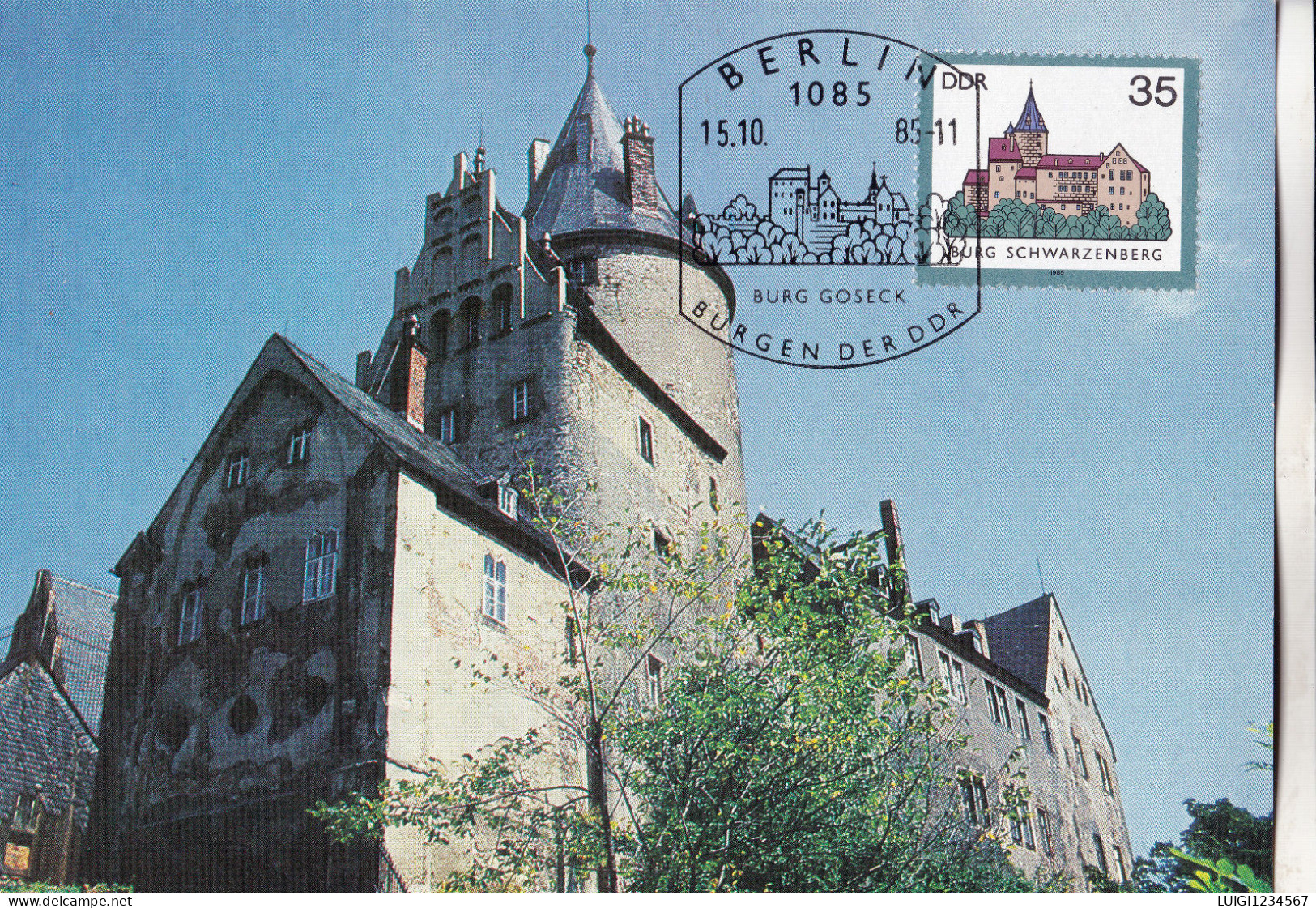 Germania Cartolina Maximum Con Tematica Castelli Tedeschi Della Zona Orientale Castello Dischwarenberg - Castles