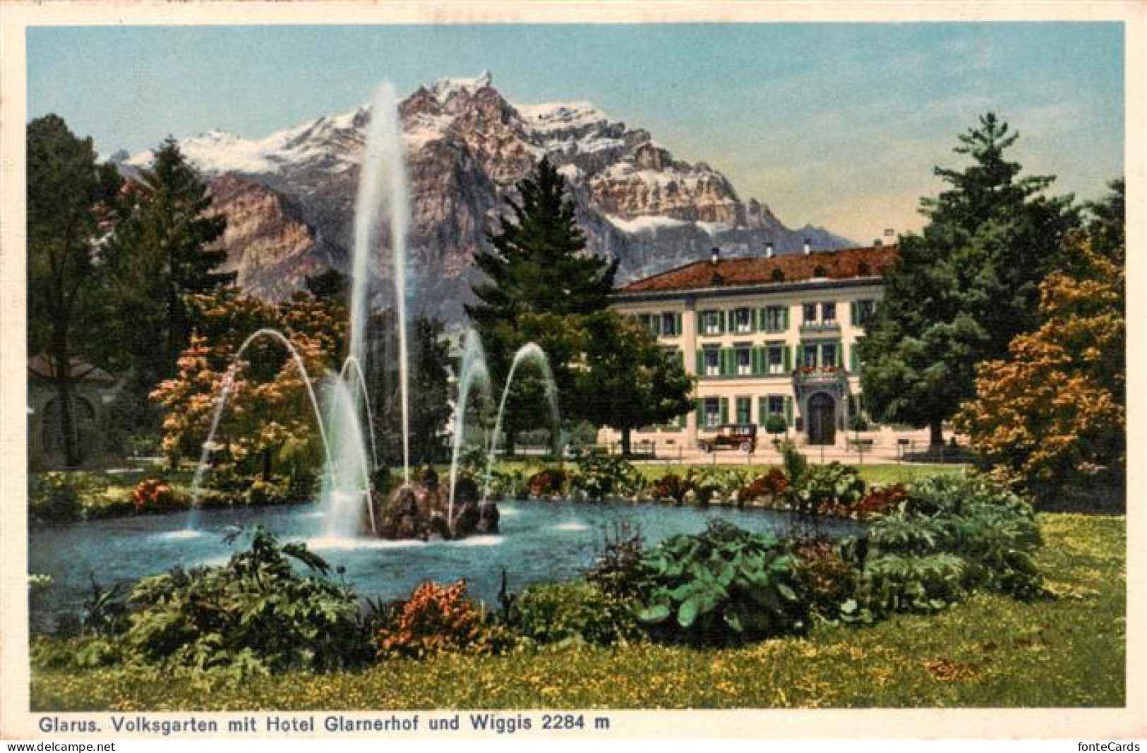 13955534 Glarus_GL Volksgarten Mit Hotel Glarnerhof Und Wiggis Wasserspiele - Sonstige & Ohne Zuordnung