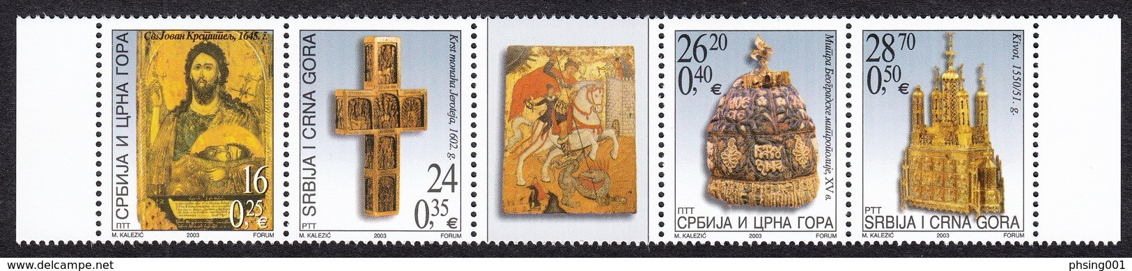 Yugoslavia 2003 Serbia & Montenegro Museum Exhibits Of The Serbian Orthodox Church Set MNH - Unused Stamps