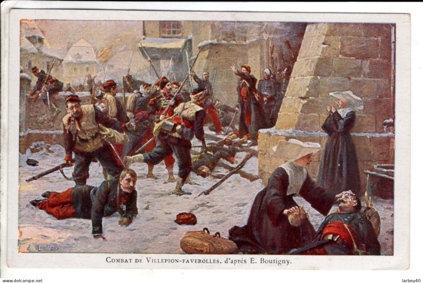 Combat De Villepion-Faverolles, D'aprés E. Boutigny - Cartes Postales Ancienne - Schilderijen