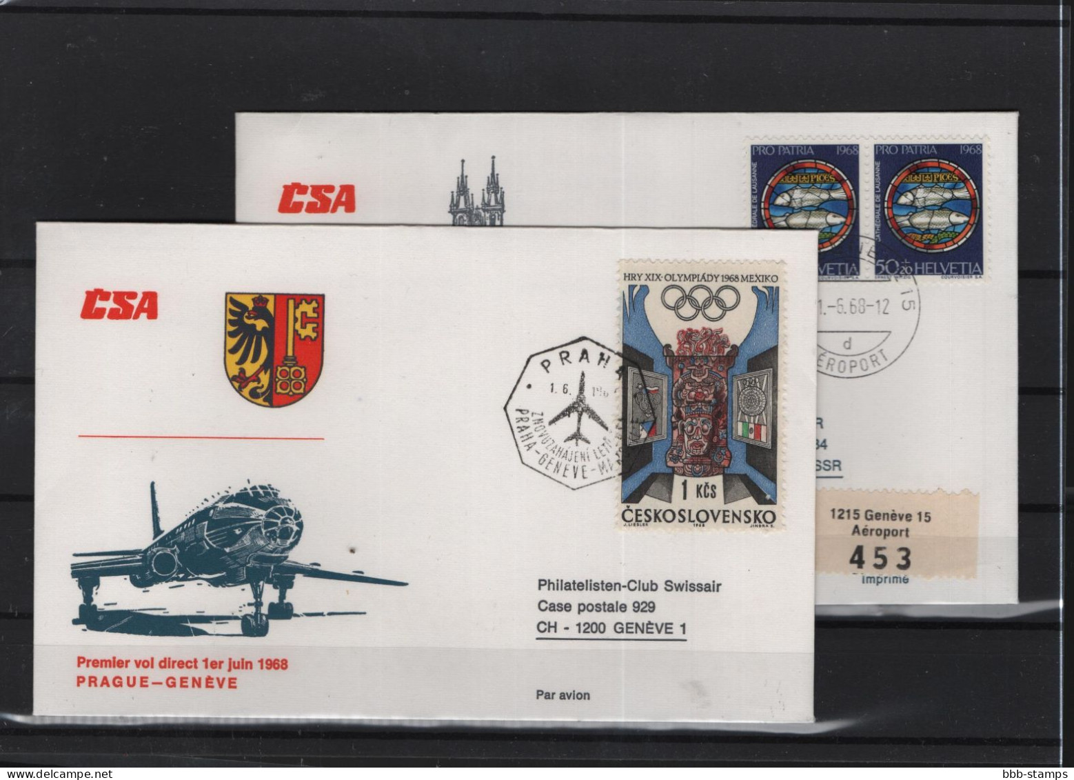 Schweiz Luftpost FFC  CSA 1.6.1968 Genf - Prag Vv - Erst- U. Sonderflugbriefe