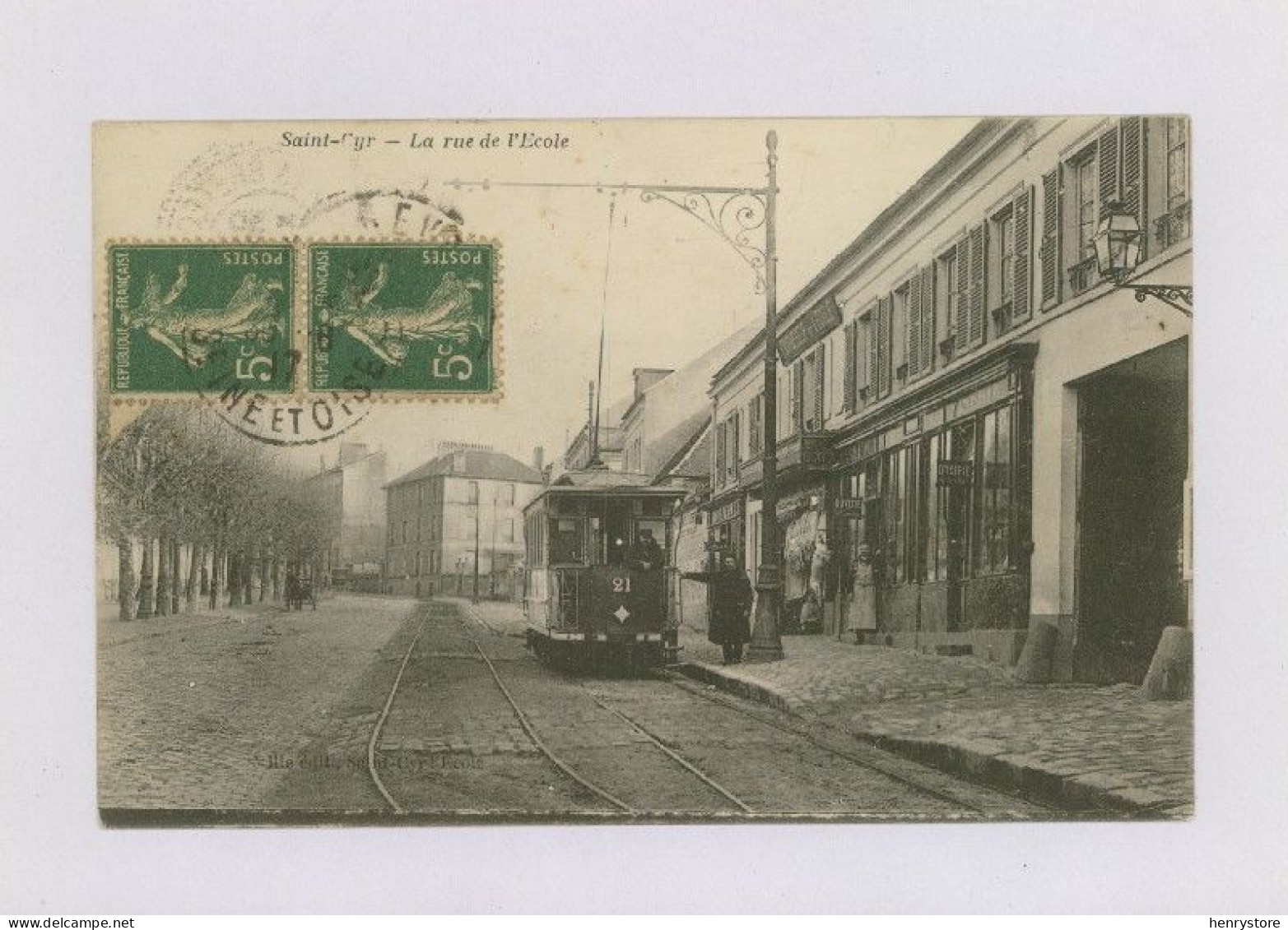 SAINT-CYR : La Rue De L'École, 1917 - Tram, Boutiques (z4167) - St. Cyr L'Ecole