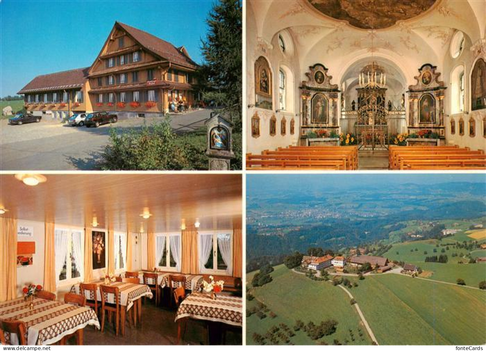 13954300 Menzingen__ZG Restaurant Gubel Mit Kloster Und Kirche Innenansicht Luft - Sonstige & Ohne Zuordnung