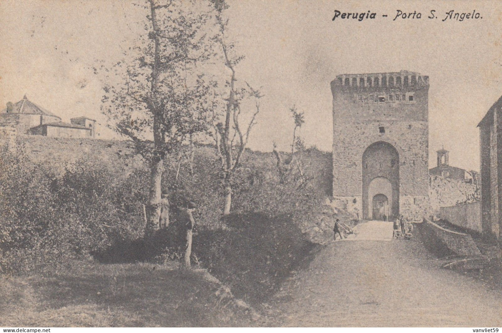 PERUGIA-PORTA S. ANGELO-CARTOLINA VIAGGIATA  IL 6-2-1907 - Perugia