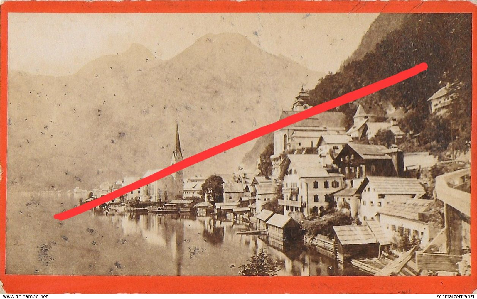 CDV Foto Kabinettfoto Hallstatt Gosaumühlstraße Gasthof Pension Hallstätter See Salzkammergut Moser OÖ Oberösterreich - Hallstatt