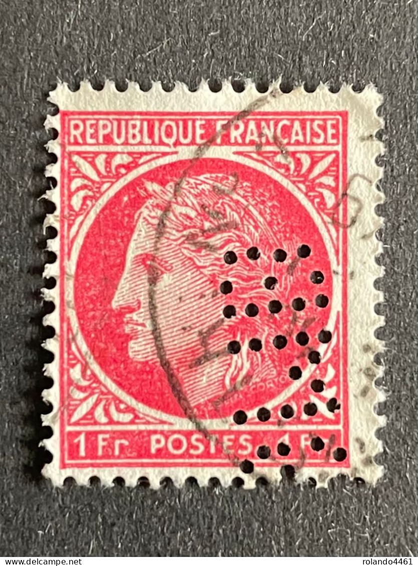 FRANCE G N° 676 Ceres GMB 94 Indice 4 Perforé Perforés Perfins Perfin - Sonstige & Ohne Zuordnung