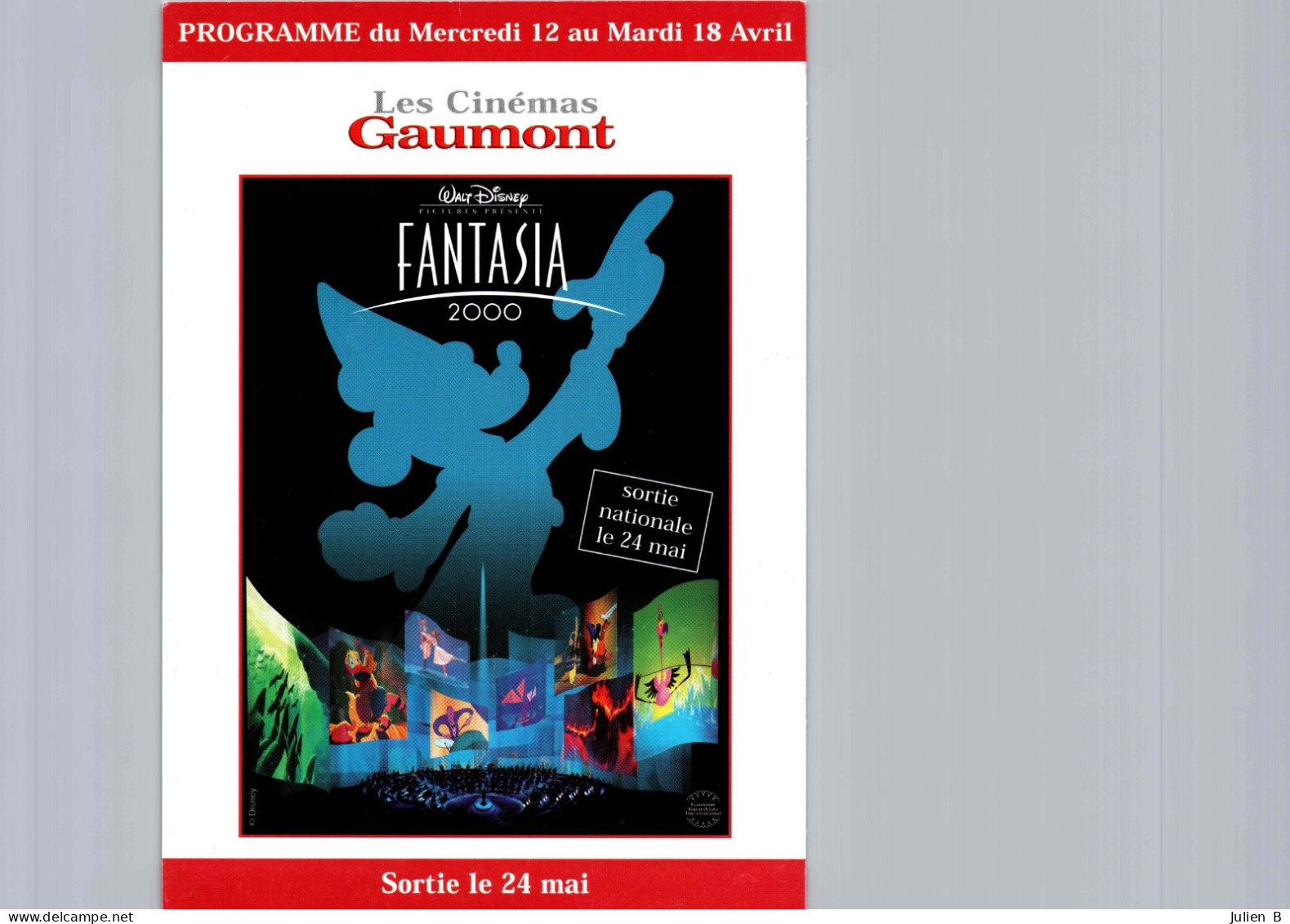 Carte Pub Type Flyer Cinéma GAUMONT Fantasia 2000 - Andere & Zonder Classificatie