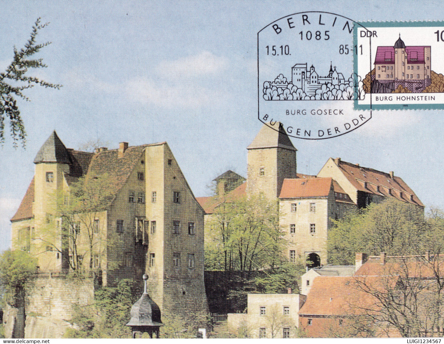 Germania Cartolina Maximum Con Tematica Castelli Tedeschi Della Zona Orientale Castello Di Rochsburg - Castillos