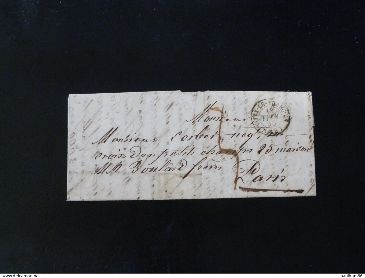 LETTRE DE VITRY LE FRANCOIS POUR PARIS   -  1848 - - 1801-1848: Vorläufer XIX