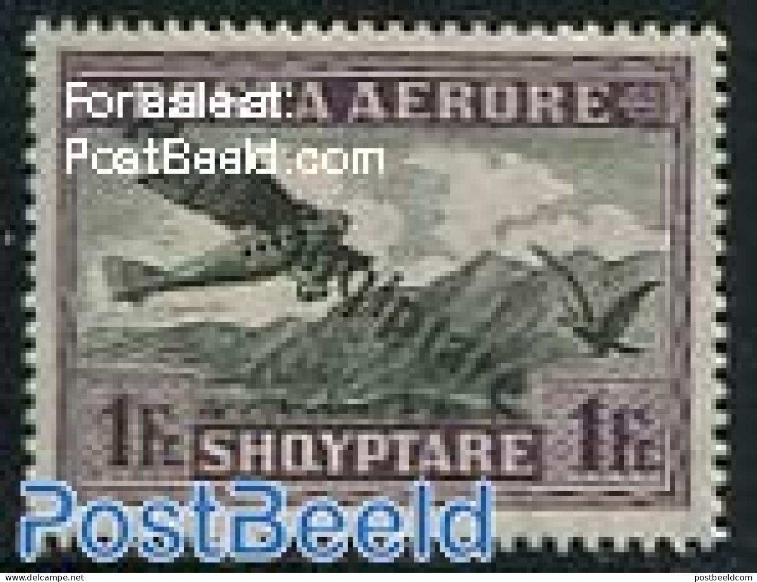 Albania 1927 1Fr, Stamp Out Of Set, Unused (hinged), Transport - Aircraft & Aviation - Airplanes