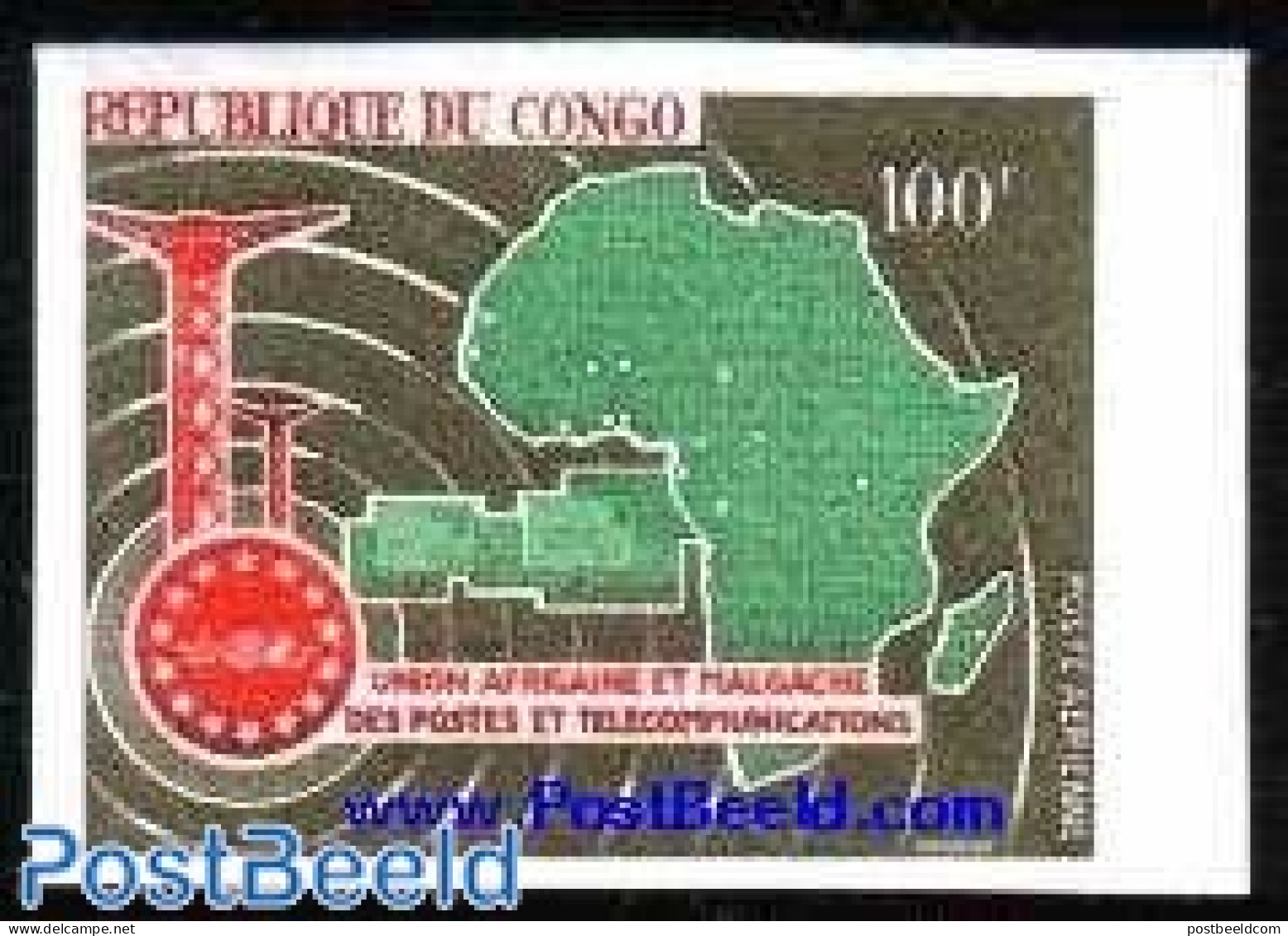 Congo Republic 1967 African Postal Union 1v, Imperforated, Mint NH, Various - Post - Maps - Poste