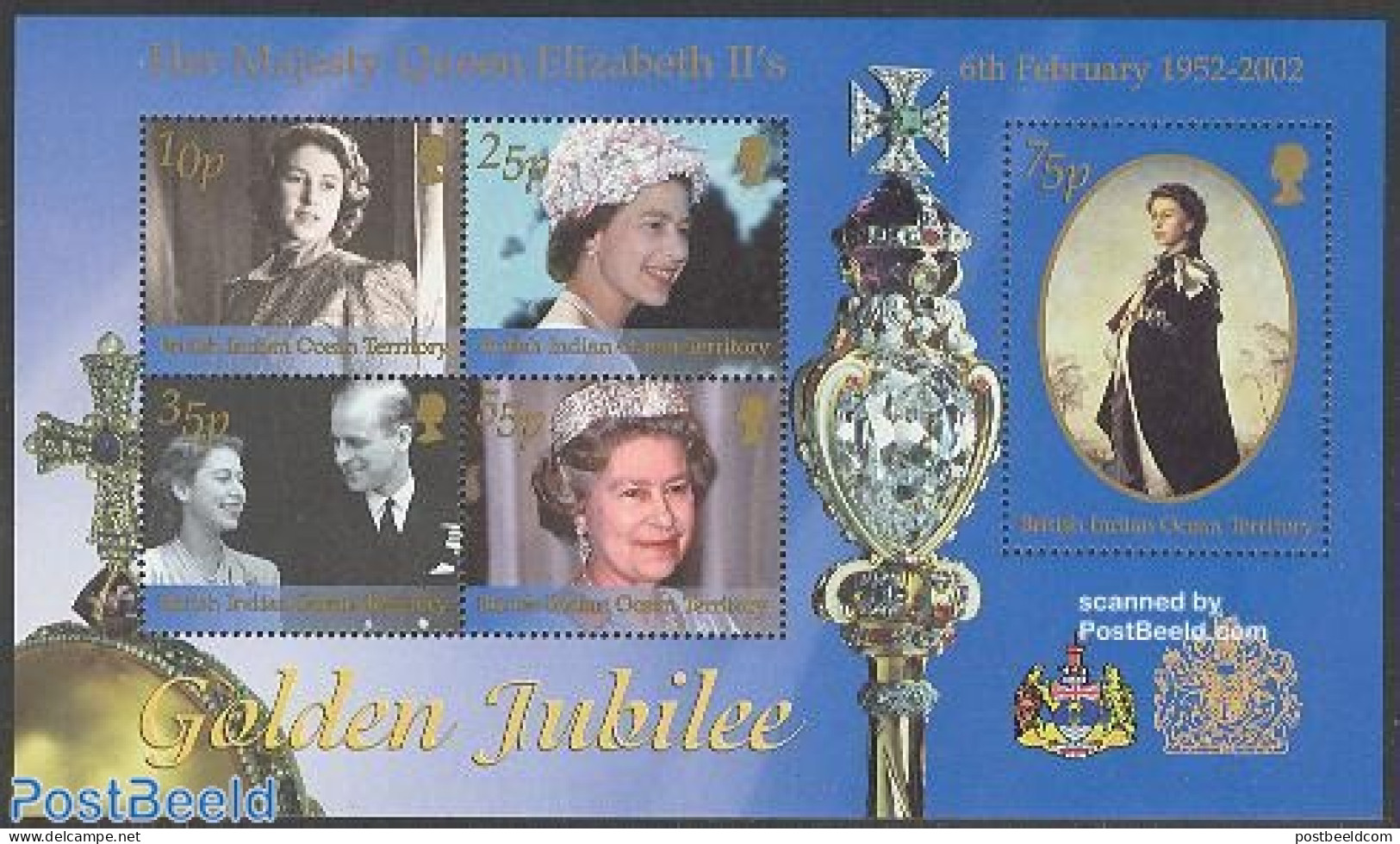 British Indian Ocean 2002 Elizabeth II Golden Jubilee S/s, Mint NH, History - Kings & Queens (Royalty) - Royalties, Royals