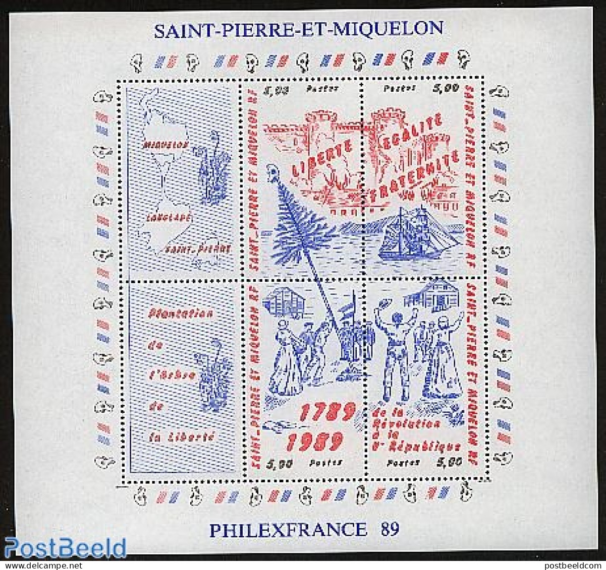 Saint Pierre And Miquelon 1989 French Revolution S/s, Mint NH, History - Transport - Various - History - Ships And Boa.. - Ships