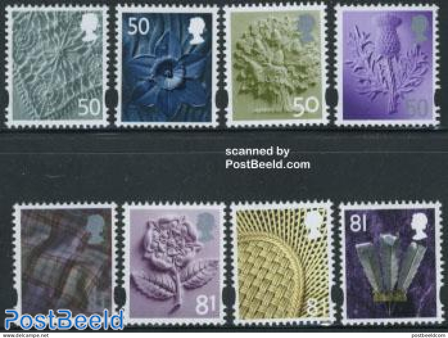 Great Britain 2008 Definitives, Regionals 8v, Mint NH, Nature - Various - Flowers & Plants - Trees & Forests - Textiles - Unused Stamps