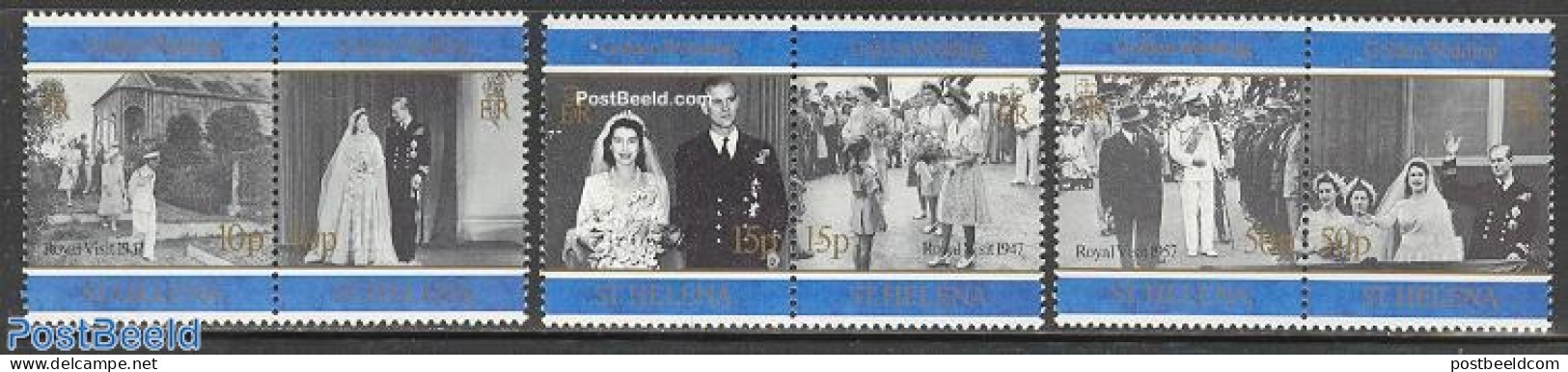 Saint Helena 1997 Golden Wedding 3x2v, Mint NH, History - Kings & Queens (Royalty) - Royalties, Royals
