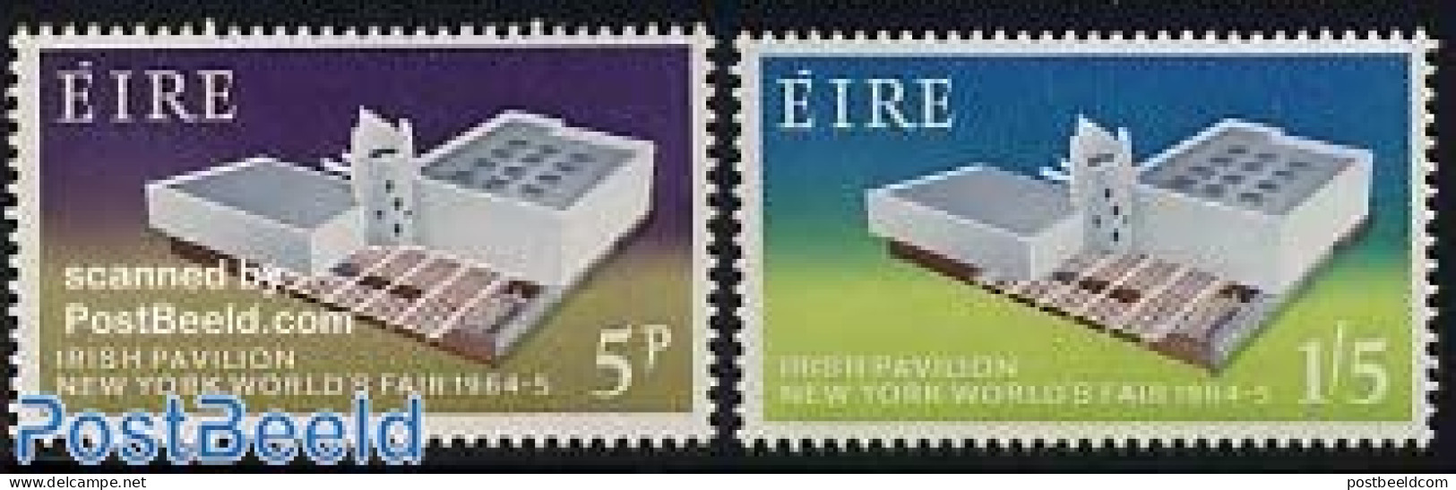 Ireland 1964 World Expo New York 2v, Mint NH, Various - World Expositions - Art - Modern Architecture - Unused Stamps