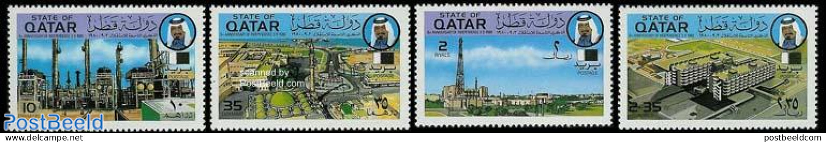 Qatar 1980 9 Years Independence 4v, Mint NH, Science - Chemistry & Chemists - Mining - Chemistry