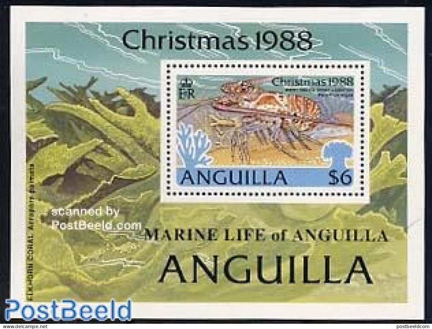 Anguilla 1988 Christmas S/s, Marine Life, Mint NH, Nature - Religion - Shells & Crustaceans - Christmas - Vie Marine