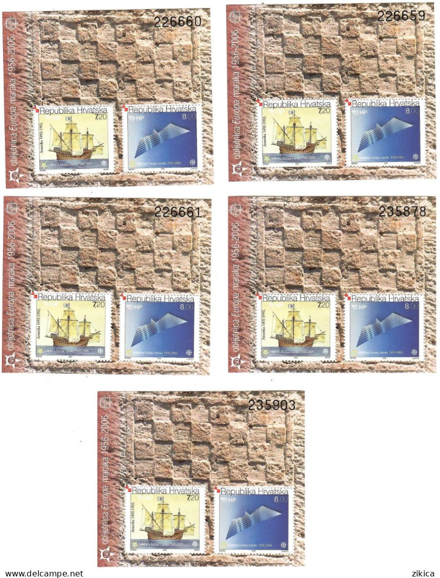 Croatia - 2005 The 50th Anniversary EUROPA Stamps, 1956-2005 LOT - 5 S/S.  MNH** - Croazia