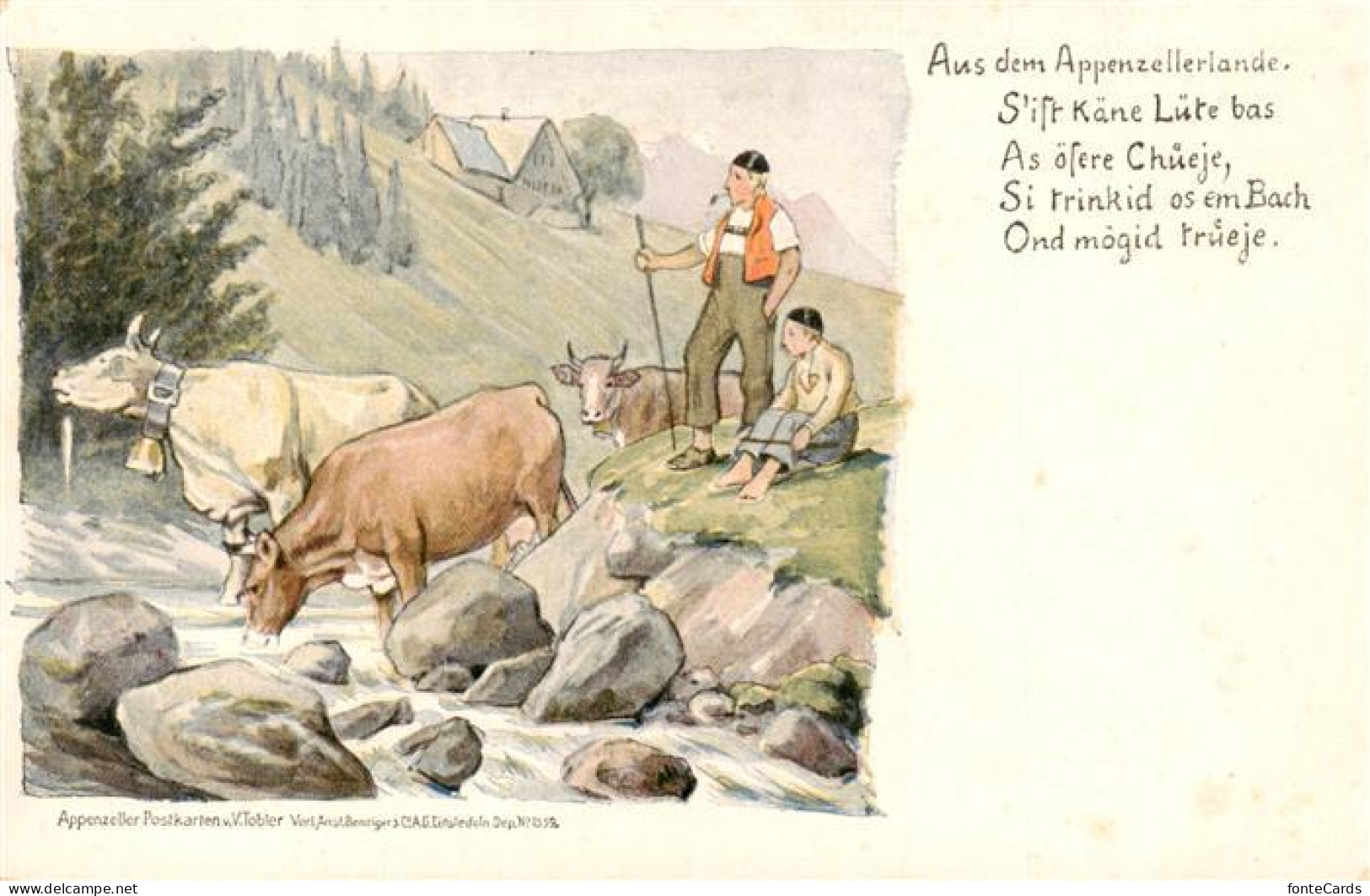 13915949 Appenzeller_Land_IR Kuehe Mit Kuhhirten - Autres & Non Classés