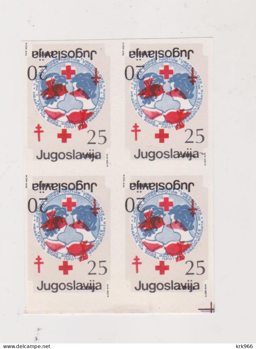 YUGOSLAVIA, 1987 20 & 25 Din Red Cross Charity Stamp  Imperforated Proof Bloc Of 4 MNH - Nuevos