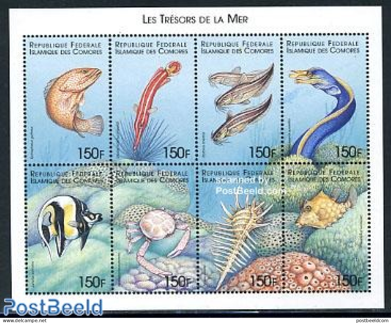 Comoros 1999 Marine Life 8v M/s, Epinephelus Guttatus, Mint NH, Nature - Fish - Vissen