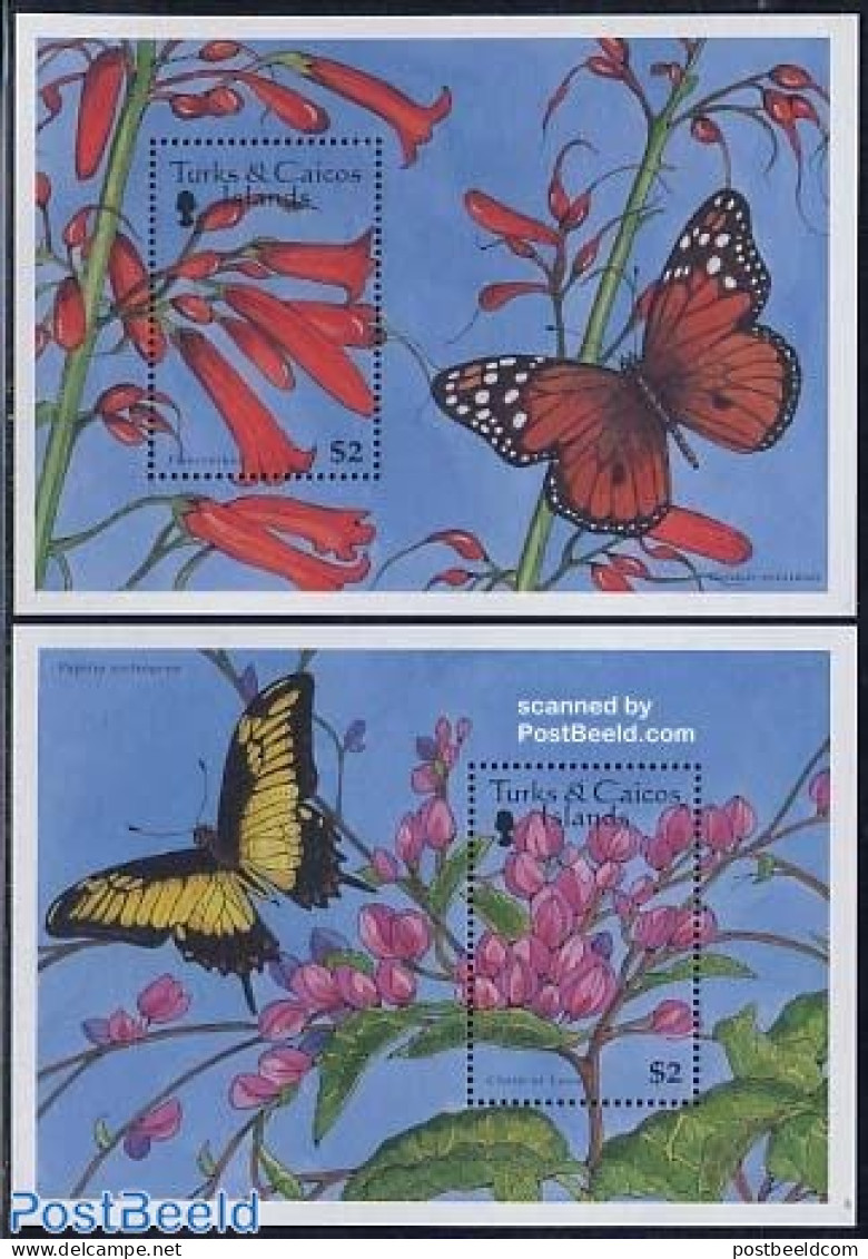 Turks And Caicos Islands 1997 Flowers 2 S/s, Mint NH, Nature - Butterflies - Flowers & Plants - Sonstige & Ohne Zuordnung