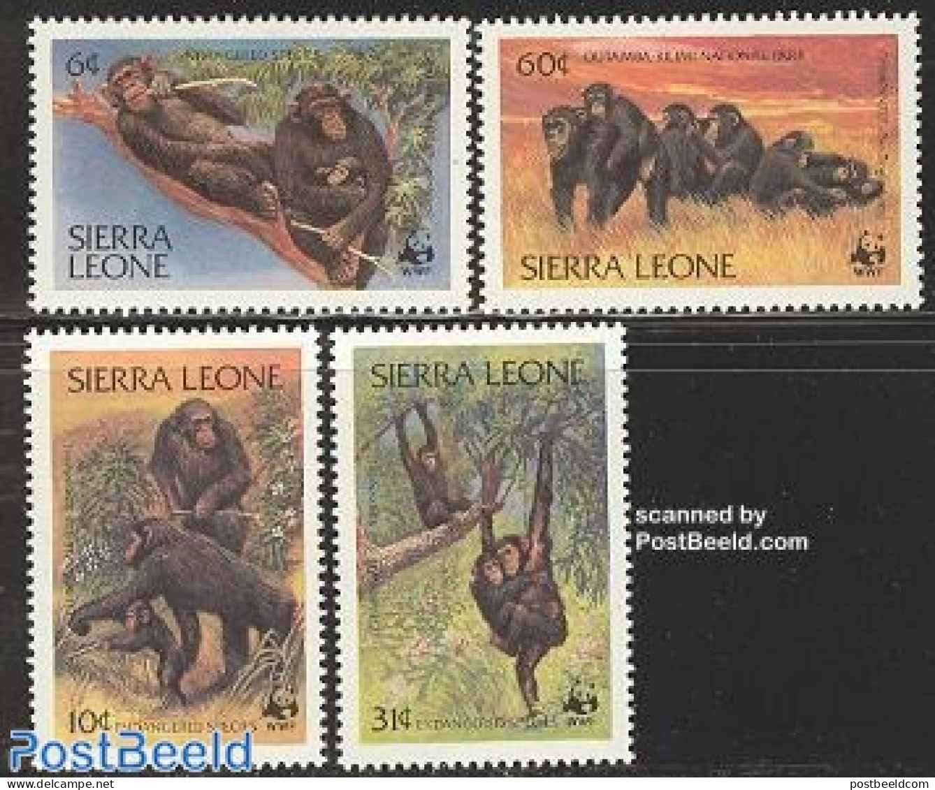 Sierra Leone 1983 WWF, Chimpansees 4v, Mint NH, Nature - Animals (others & Mixed) - Monkeys - World Wildlife Fund (WWF) - Other & Unclassified