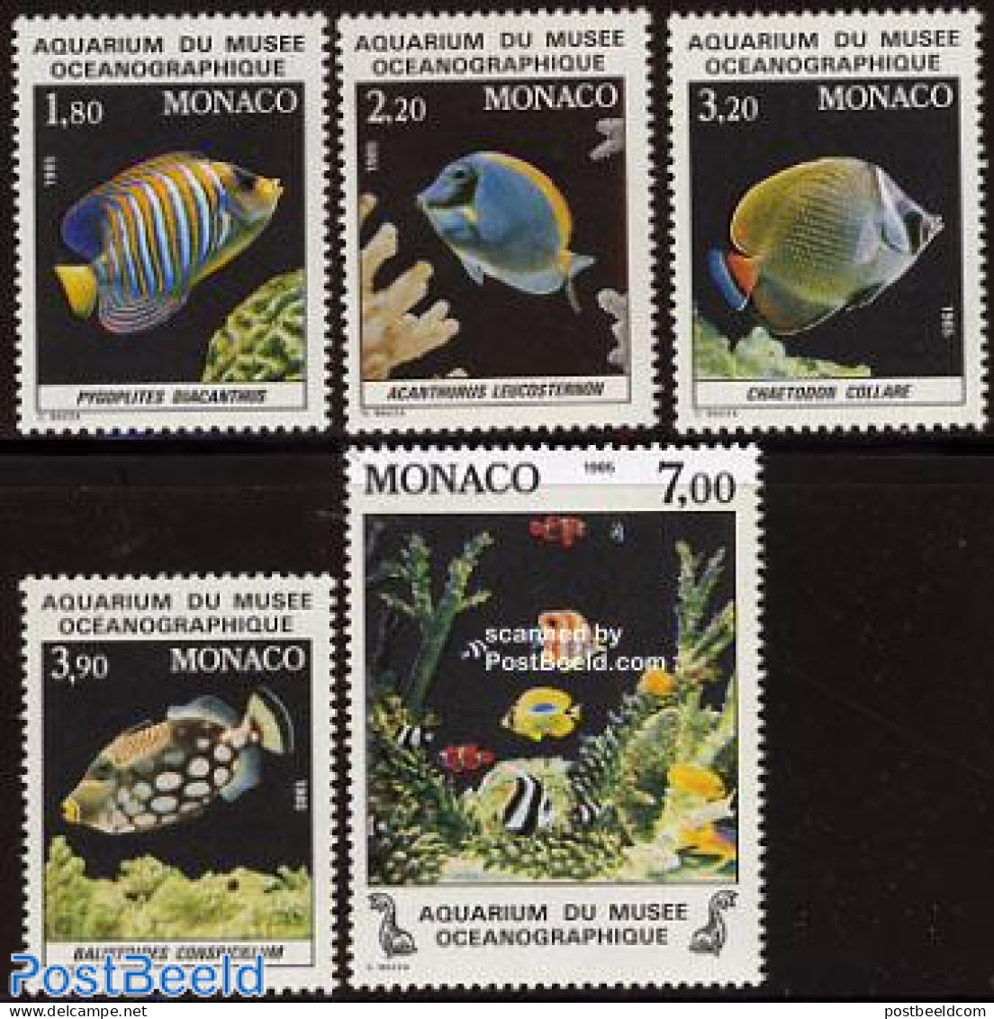 Monaco 1985 Oceanographic Museum 5v, Mint NH, Nature - Fish - Art - Museums - Unused Stamps