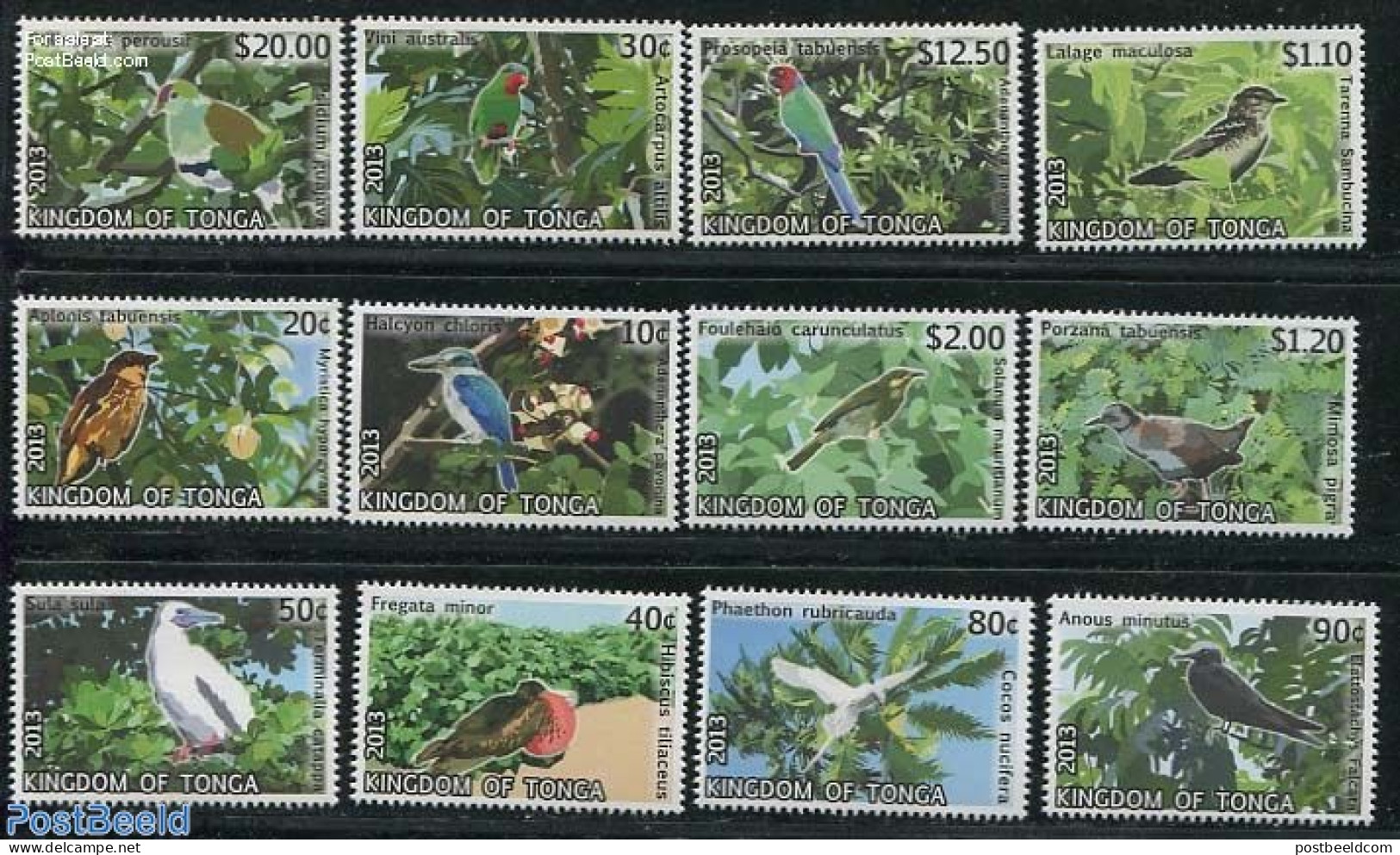 Tonga 2013 Definitives, Birds 12v, Mint NH, Nature - Birds - Parrots - Andere & Zonder Classificatie