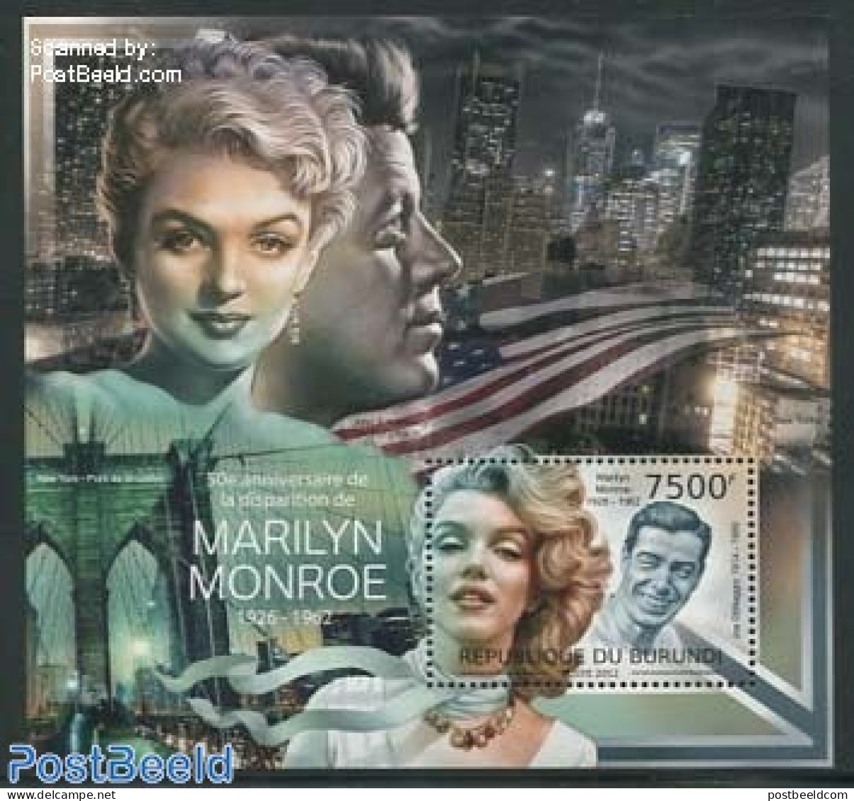 Burundi 2012 Marilyn Monroe S/s, Mint NH, Performance Art - Marilyn Monroe - Movie Stars - Attori