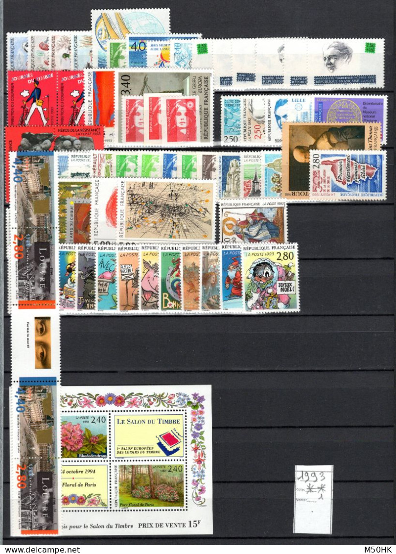 PROMOTION - Année 1993 N** MNH Luxe Complète , 66 Timbres Du YV 2785 Au 2853 , Cote 128 Euros - 1990-1999