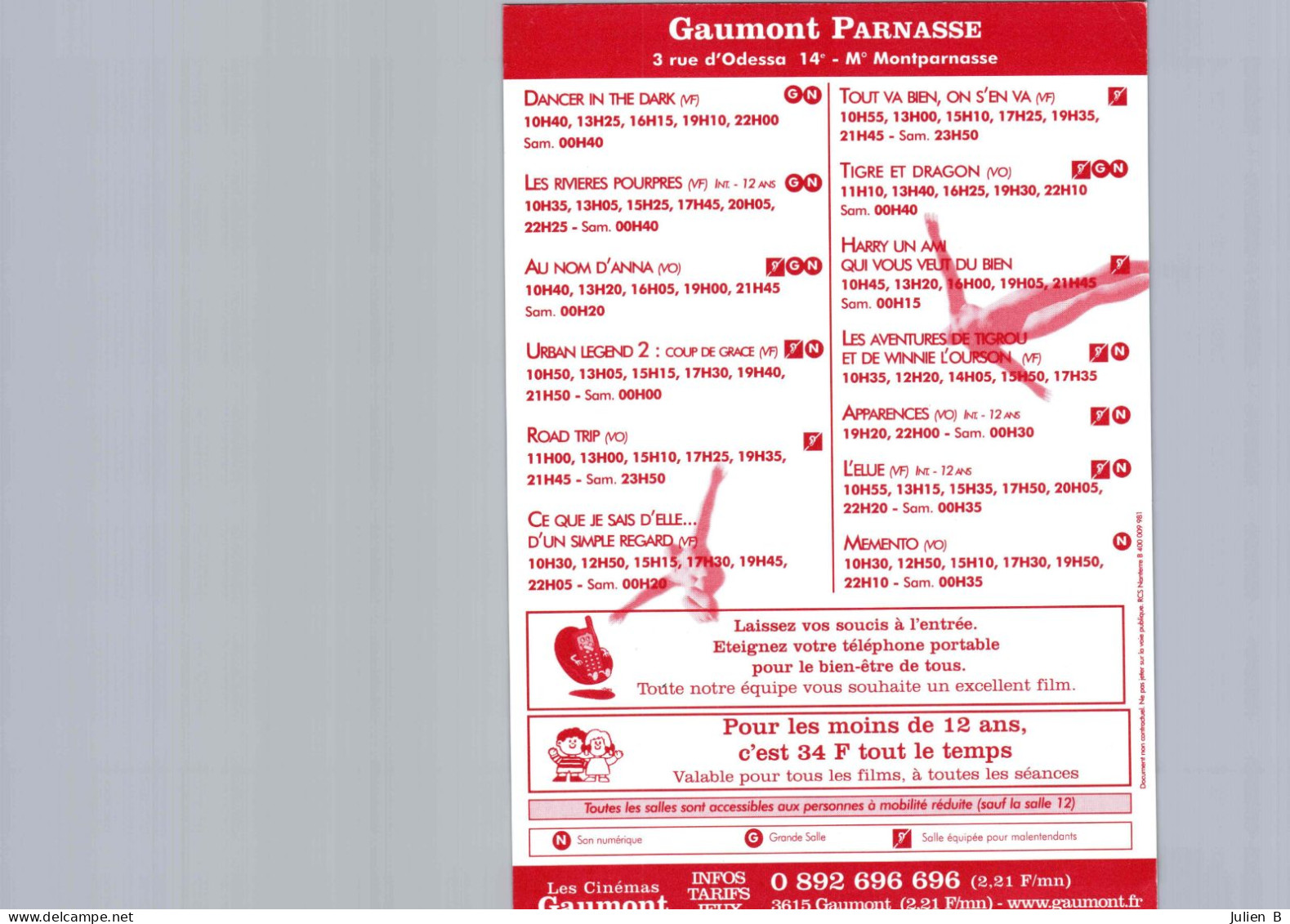 Carte Pub Type Flyer Cinéma GAUMONT - Altri & Non Classificati