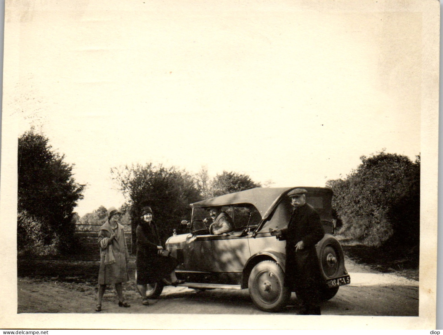Photographie Photo Vintage Snapshot Amateur Automobile Voiture Auto Cabriolet - Automobile