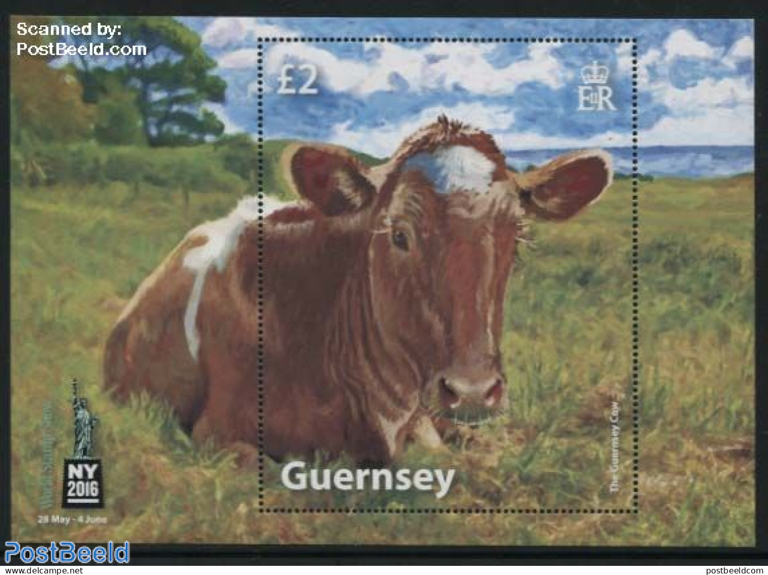 Guernsey 2016 World Stamp Show, Guernsey Cow S/s, Mint NH, Nature - Animals (others & Mixed) - Cattle - Philately - Guernesey