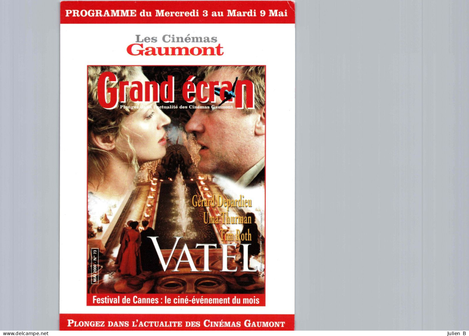 Carte Pub Type Flyer Cinéma GAUMONT Vatel - Otros & Sin Clasificación