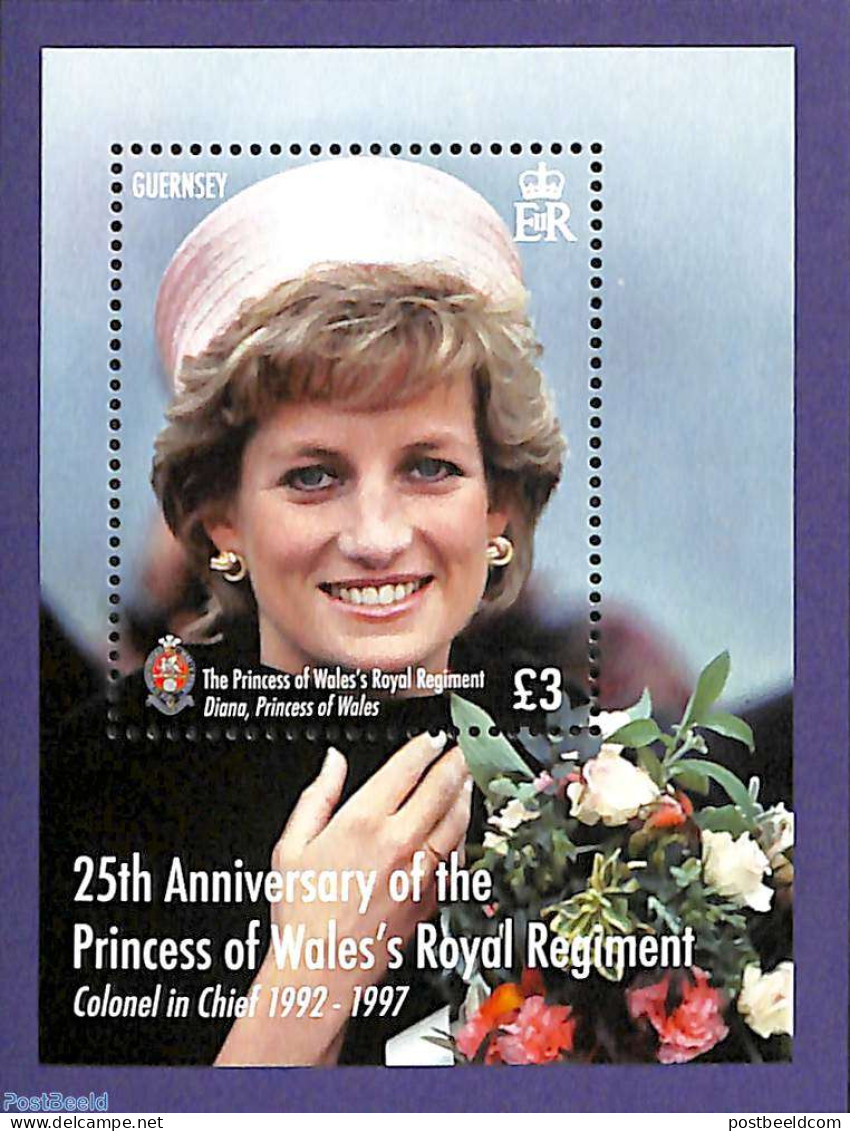 Guernsey 2017 Princess Of Wales's Royal Regiment S/s, Mint NH, History - Charles & Diana - Kings & Queens (Royalty) - Koniklijke Families
