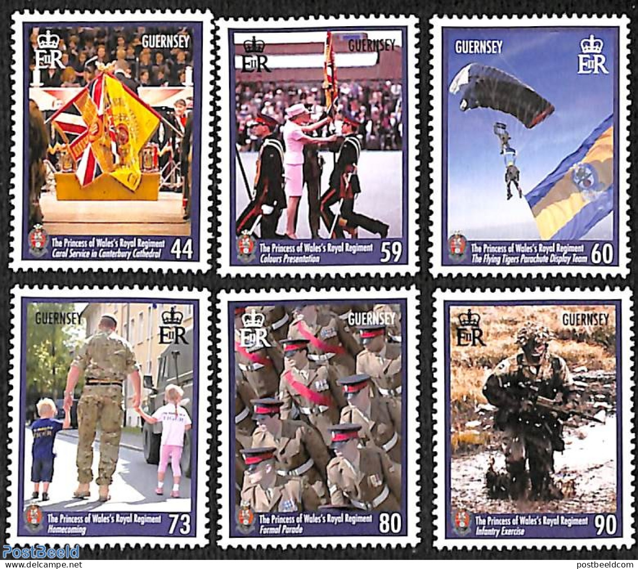 Guernsey 2017 Princess Of Wales's Royal Regiment 6v, Mint NH, History - Sport - Charles & Diana - Kings & Queens (Roya.. - Familles Royales