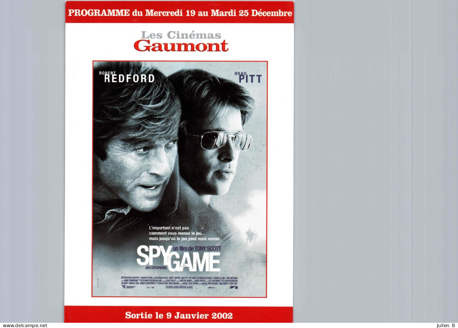 Carte Pub Type Flyer Cinéma GAUMONT Spy Game - Other & Unclassified