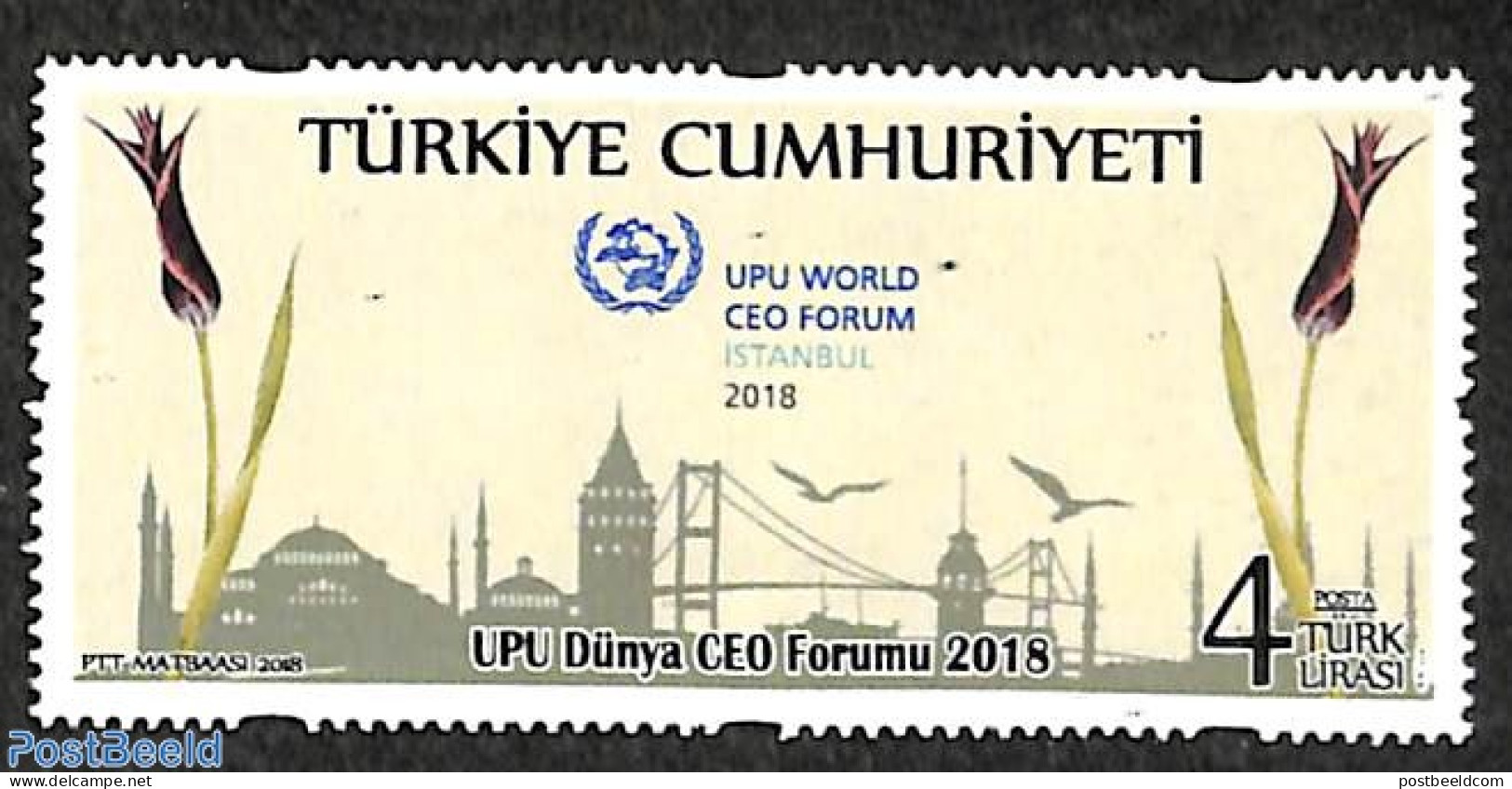 Türkiye 2018 UPU World CEO Forum 1v, Mint NH, Nature - Transport - Birds - Flowers & Plants - U.P.U. - Ships And Boat.. - Autres & Non Classés