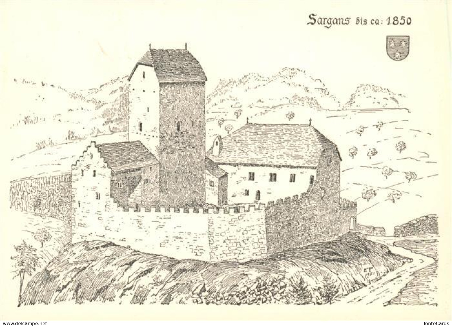 13903379 Sargans_SG Schloss Zeichnung - Andere & Zonder Classificatie