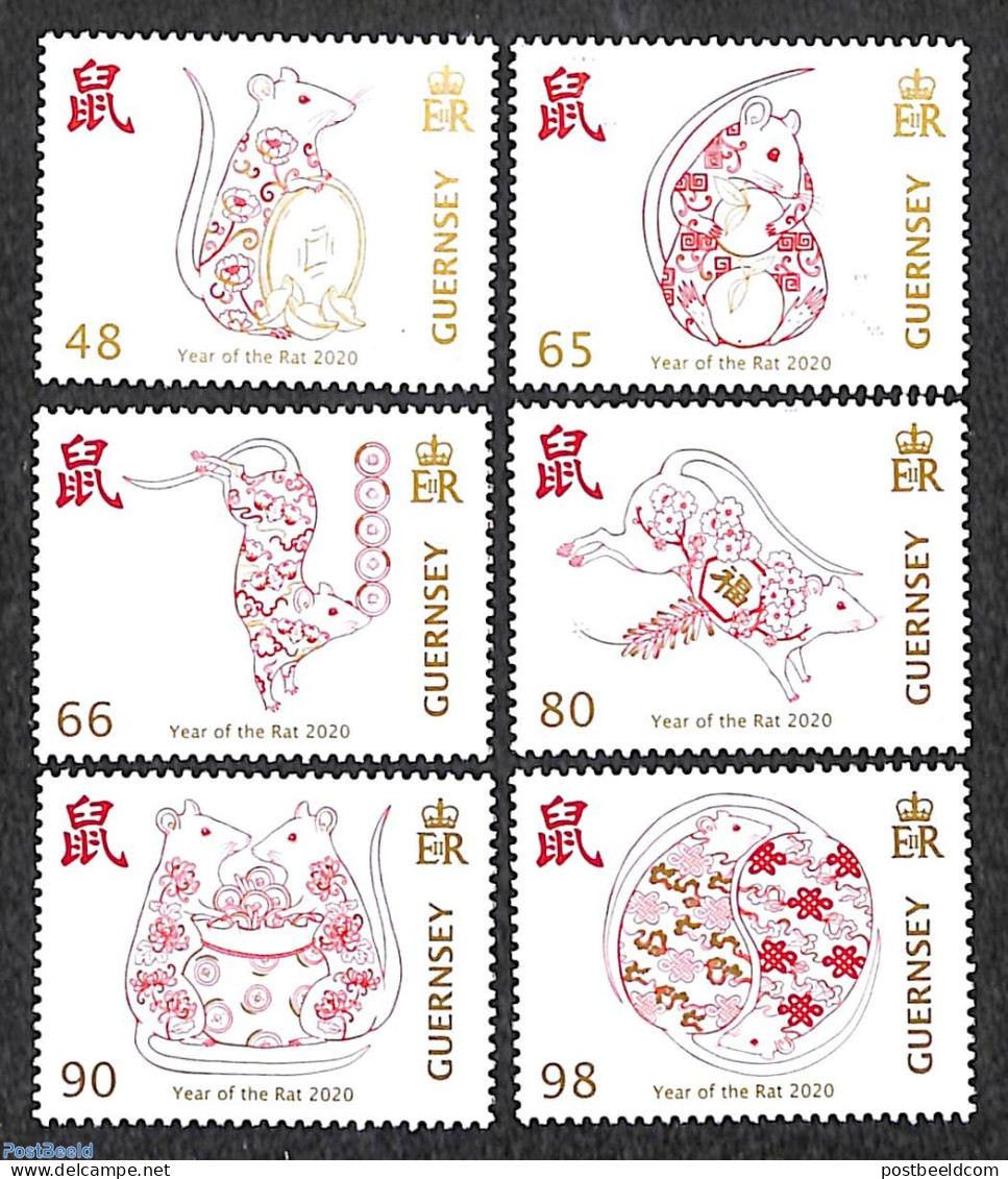 Guernsey 2020 Year Of The Rat 6v, Mint NH, Various - New Year - Nieuwjaar