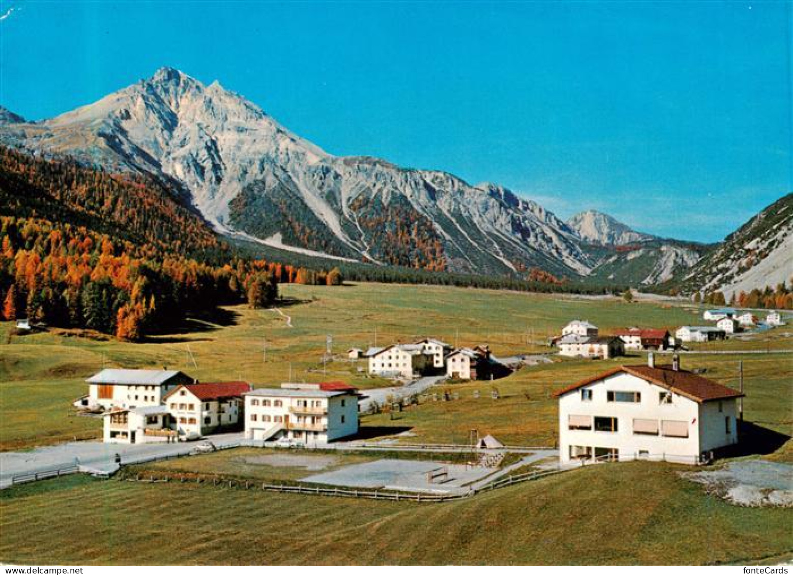 13901987 Tschierv Tschierf GR Panorama Mit Piz D Aint Und Ofenpass Hotel Sternen - Sonstige & Ohne Zuordnung